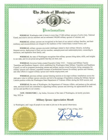 Military Spouse Appreciation Month Proclamation
