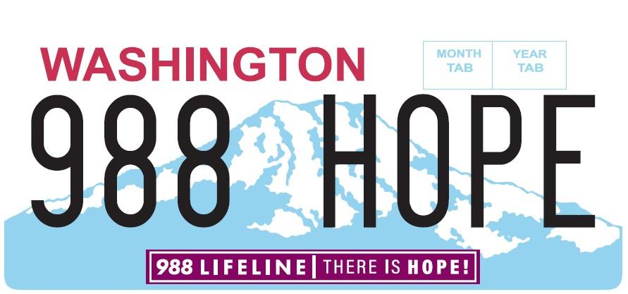 988 lifeline there is hope on background of license plate